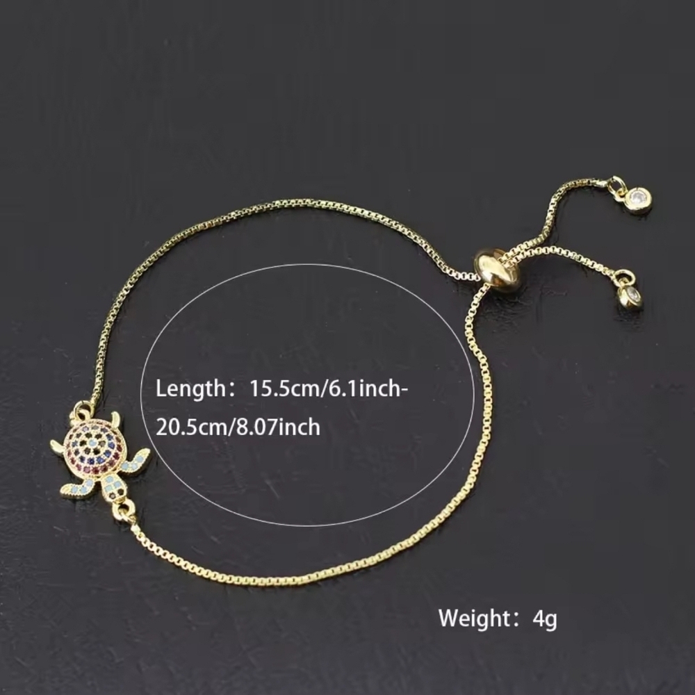 So Pretty and Premiun quality Gold Turtle🐢 Bracelet with Multicolor Crystals - Picture 3 of 5